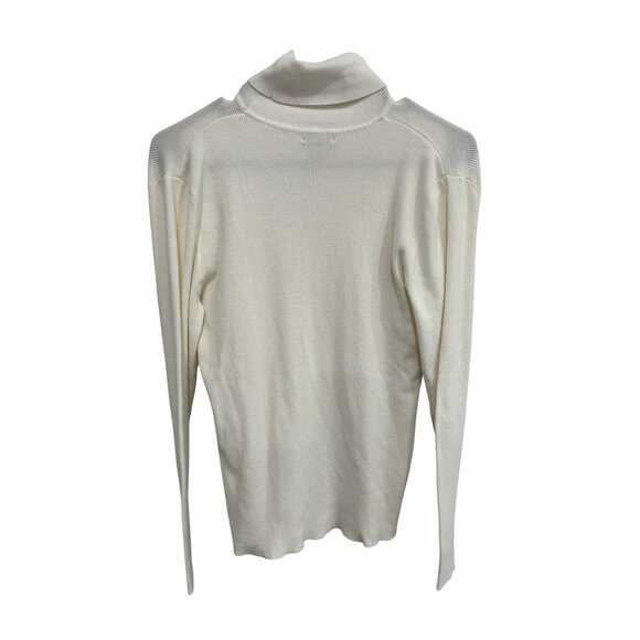 Vintage Cache Turtleneck Pullover Sweater White Size Large Rayon Knit Cozy - Picture 2 of 9